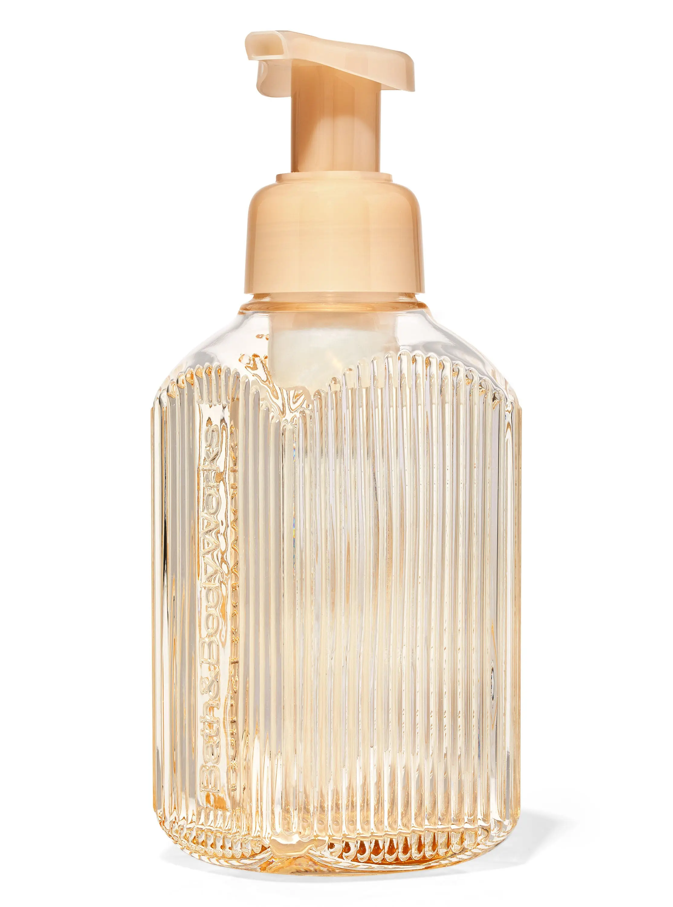 Cream Vertical Lines Gentle & Clean Foaming Hand Soap Dispenser